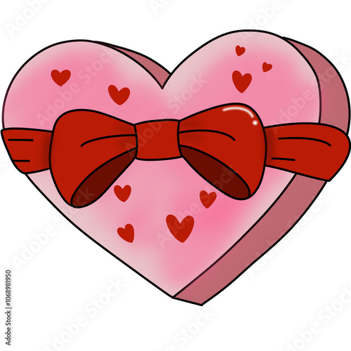 Heart-shaped box with a red bow tie