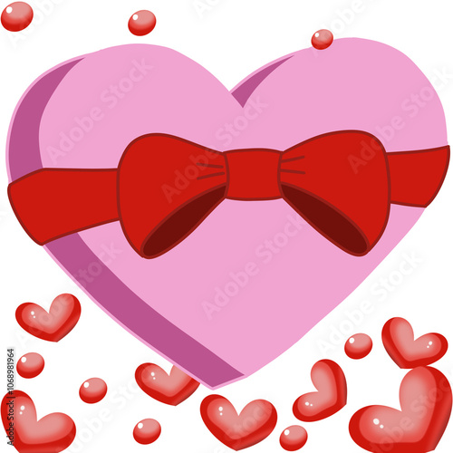 Heart-shaped box with a red bow tie
