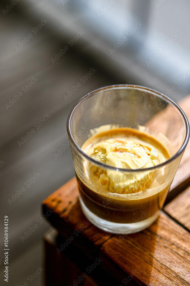 cup of coffee with ice cream cup of coffee with ice cream