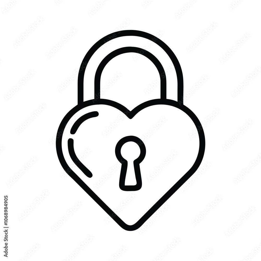 Heart-Shaped Padlock Outline Icon, Black and white outline of a heart-shaped padlock symbolizing love, security, and commitment, ideal for Valentine's designs and romantic themes.
Heart-Shaped Padlock Outline Icon, Black and white outline of a heart-shaped padlock symbolizing love, security, and commitment, ideal for Valentine's designs and romantic themes.