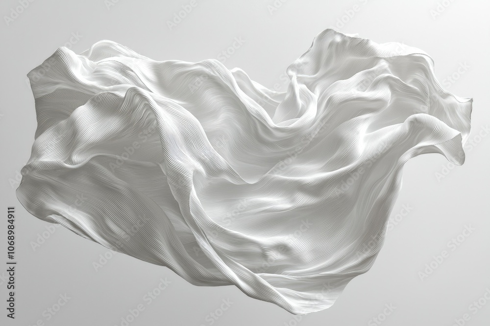 A Swirling Abstract of White Fabric with Pleated Texture A Swirling Abstract of White Fabric with Pleated Texture