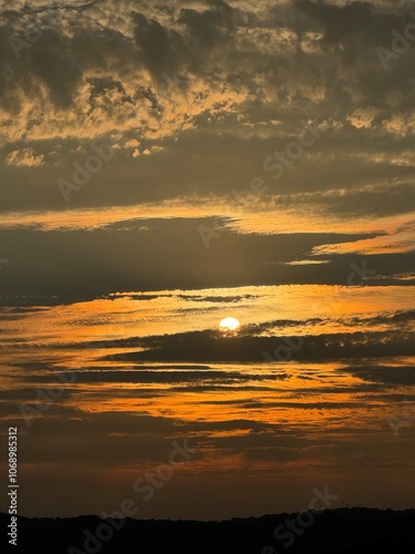 Glowing sunset with clouds