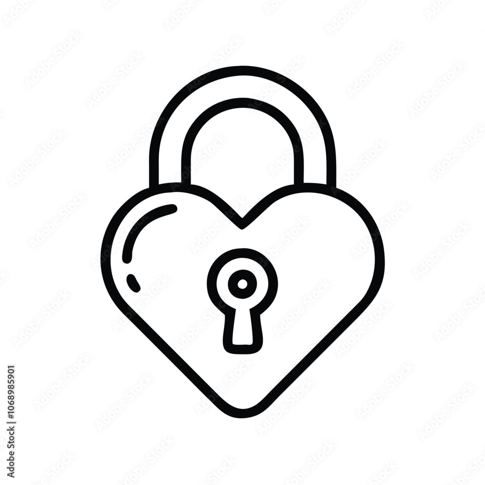 Heart-Shaped Padlock Outline Icon, Black and white outline of a heart-shaped padlock symbolizing love, security, and commitment, ideal for Valentine's designs and romantic themes.
Heart-Shaped Padlock Outline Icon, Black and white outline of a heart-shaped padlock symbolizing love, security, and commitment, ideal for Valentine's designs and romantic themes.