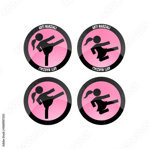 Lady Karate Calcio Volante Martial Arts Vector