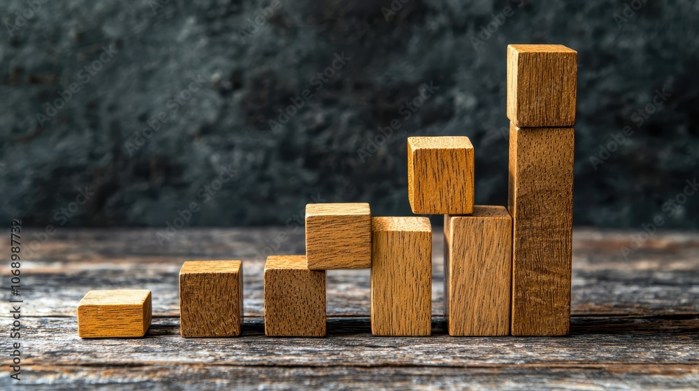 Growth Concept with Wooden Blocks on a Rustic Background Growth Concept with Wooden Blocks on a Rustic Background
