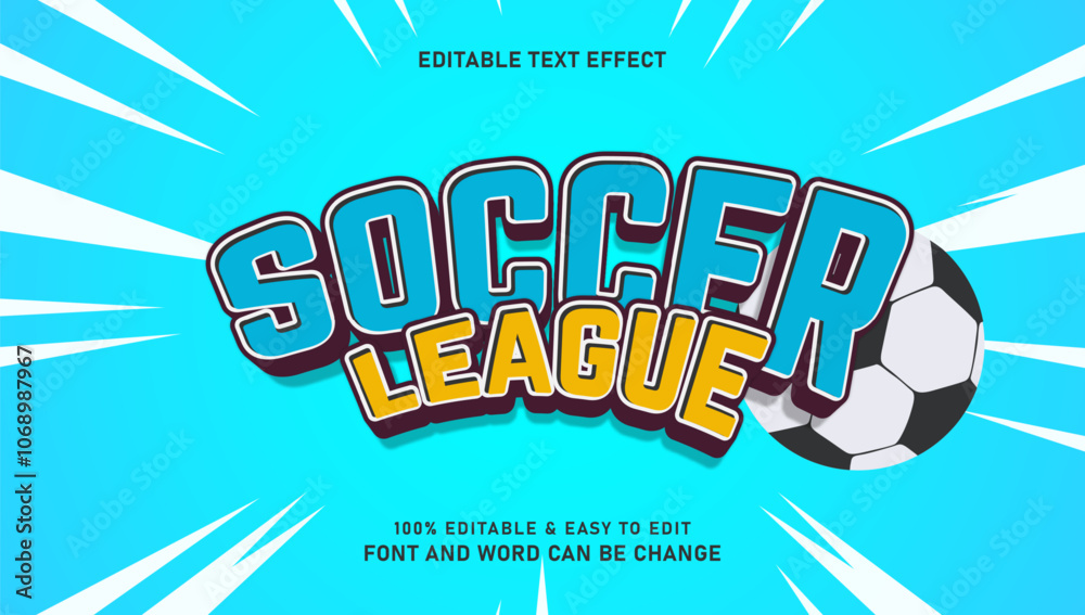 Naklejka premium Football text effect with modern 3D style that is editable