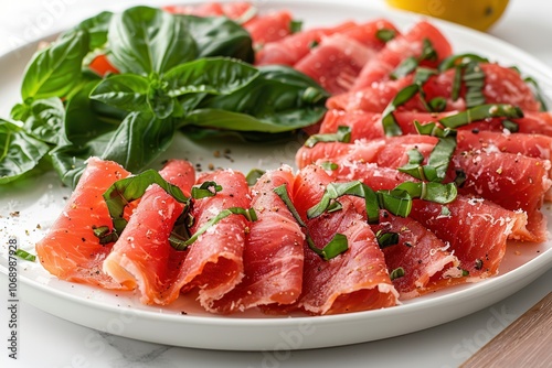 Fresh Prosciutto with Basil and Seasoning Display