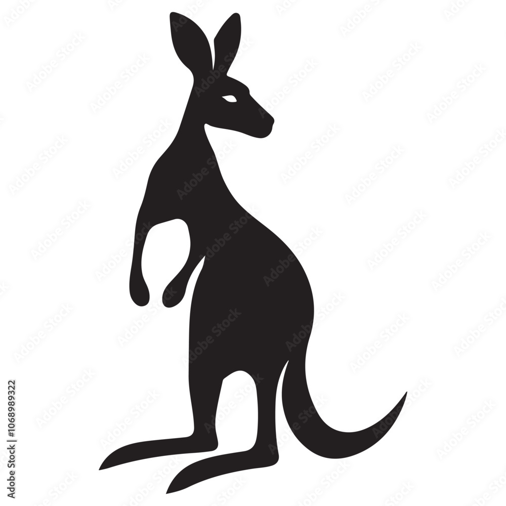 Obraz premium a black silhouette of a kangaroo standing on its hind legs