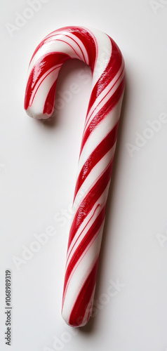 Candy cane with red and white stripes, perfect for festive celebrations