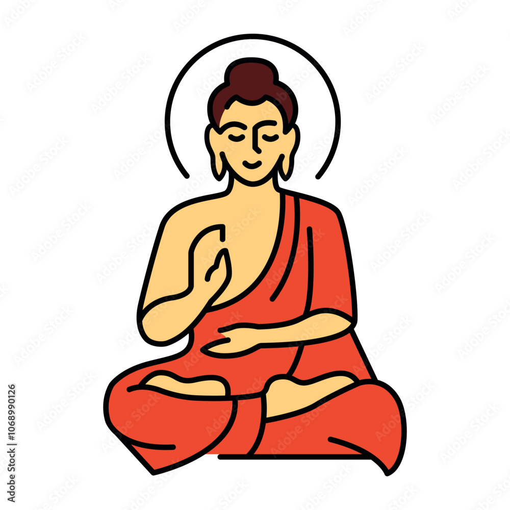 Buddha meditating line icon. Buddhist holiday. Vector isolated Buddha meditating line icon. Buddhist holiday. Vector isolated