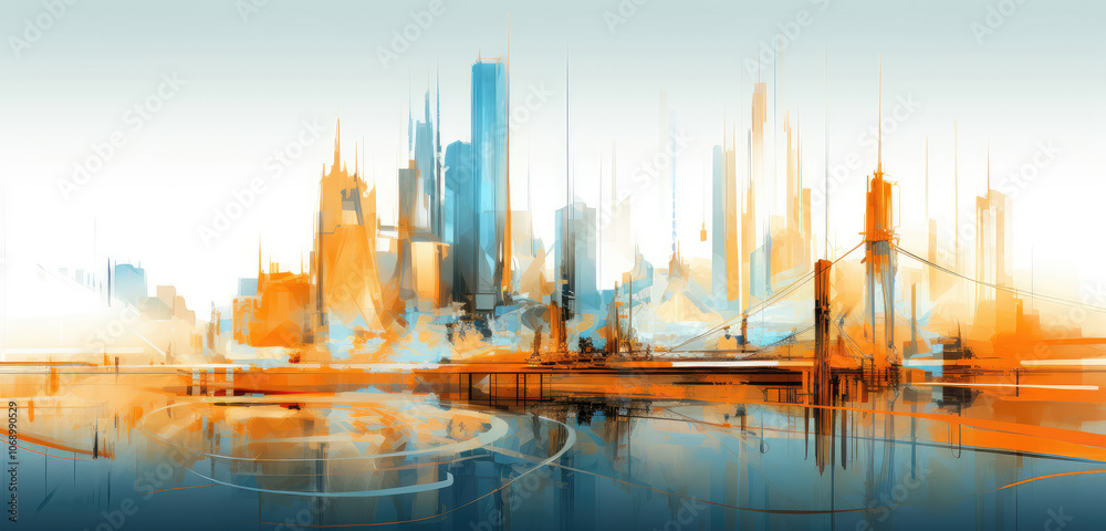 Fototapeta premium Abstract Artistic Impression of Modern Cityscape