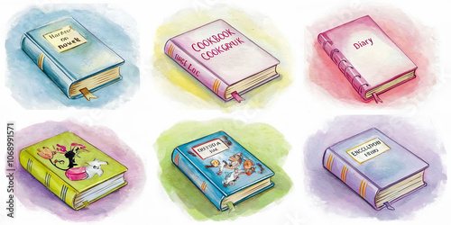 "Watercolor Illustration of Bread Collection: Five Artisan Types with Natural Texture"