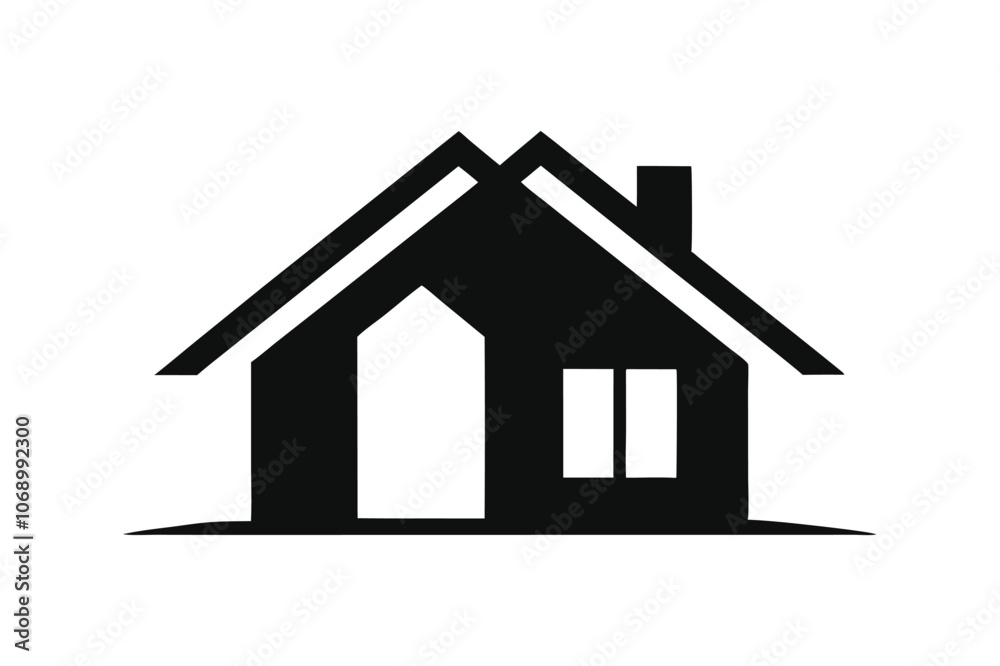 Simple house logo icon silhouette black vector art illustration. Simple house logo icon silhouette black vector art illustration.