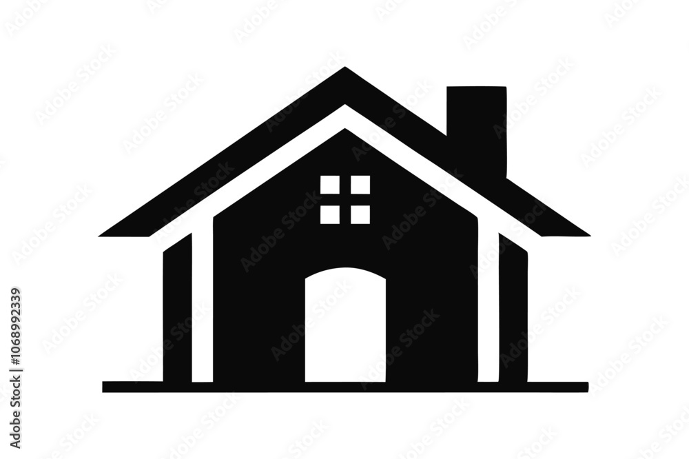 Simple house logo icon silhouette black vector art illustration. Simple house logo icon silhouette black vector art illustration.