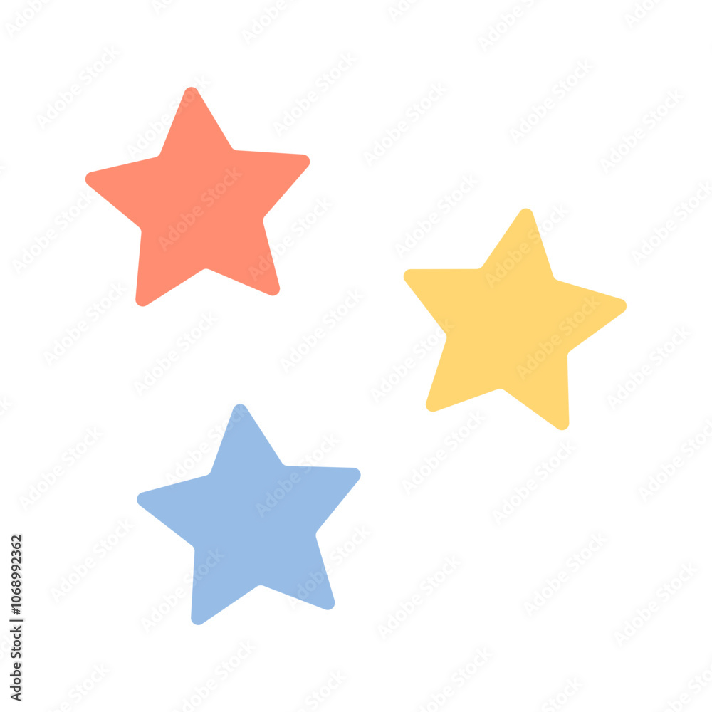 Pastel star stickers. Flat decorative vector design isolated illustration.