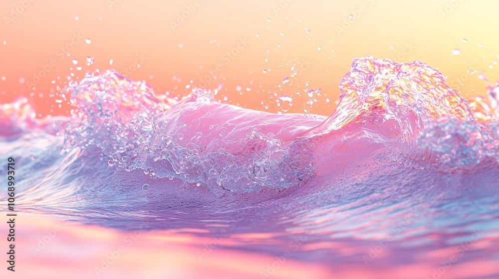 Fototapeta premium Experience the beauty of ocean waves as they dance in the soft sunset light