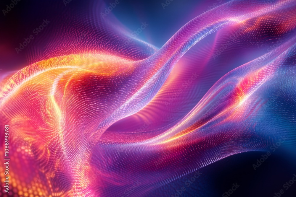 Fototapeta premium Abstract Glowing Purple and Orange Waves Background