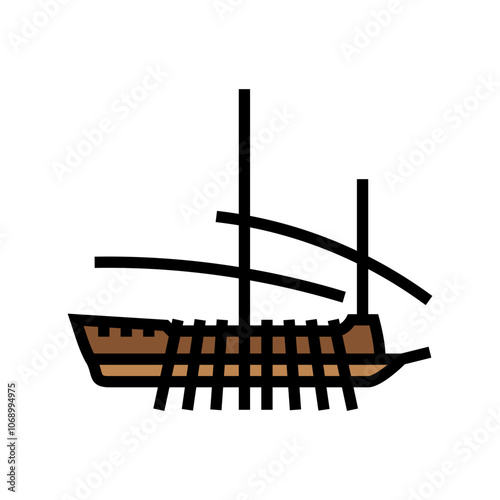galley ancient ship color icon vector. galley ancient ship sign. isolated symbol illustration