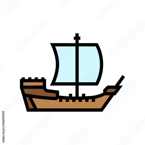 cog ancient ship color icon vector. cog ancient ship sign. isolated symbol illustration