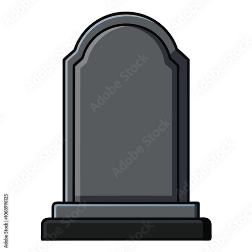 Blank Granite Headstone, Isolated on white background.