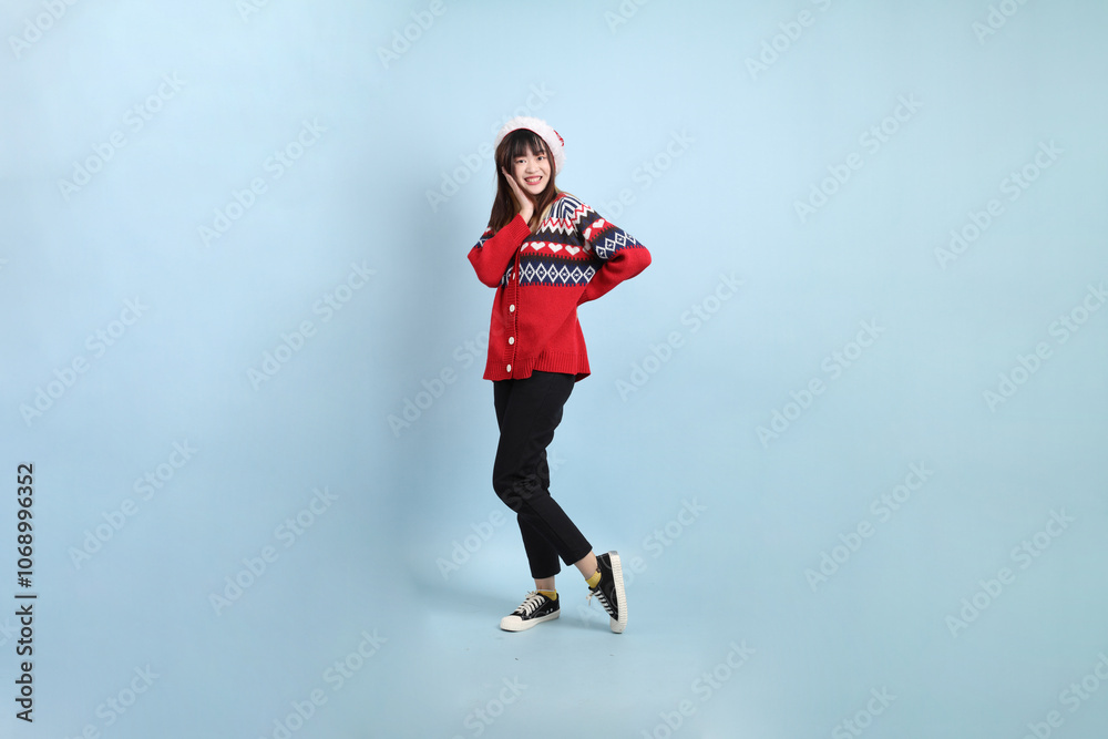 Woman wearing Santa hat