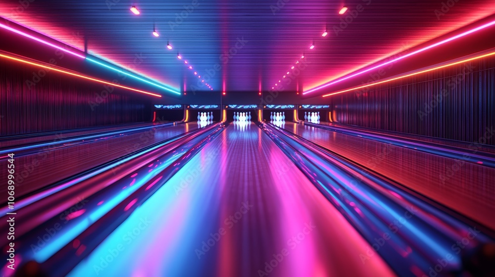 Experience the thrill of neon bowling in a vibrant and dynamic atmosphere Experience the thrill of neon bowling in a vibrant and dynamic atmosphere