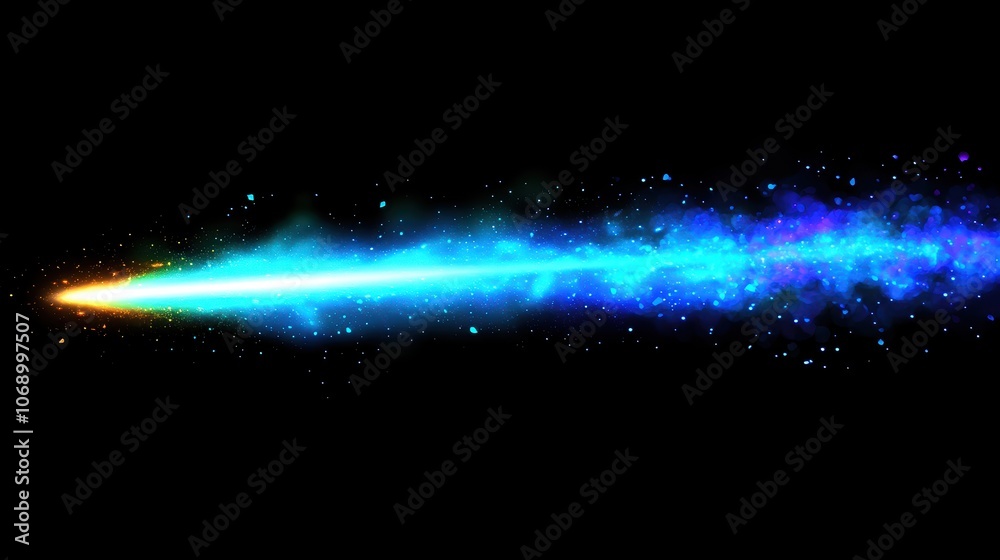 Blue Laser Beam Against Black Background Blue Laser Beam Against Black Background