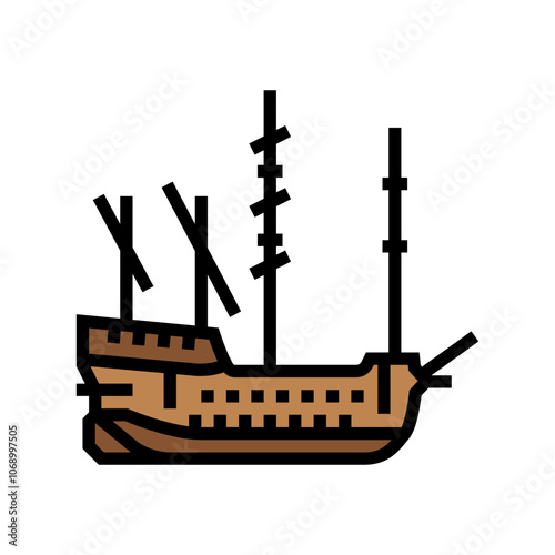 galleon ancient ship color icon vector. galleon ancient ship sign. isolated symbol illustration