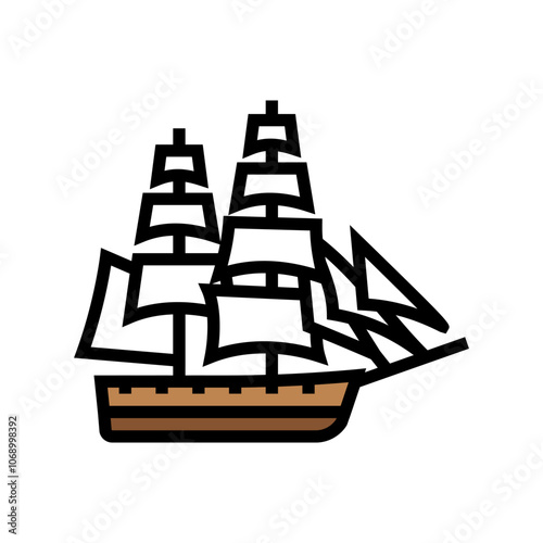 brigantine ancient ship color icon vector. brigantine ancient ship sign. isolated symbol illustration