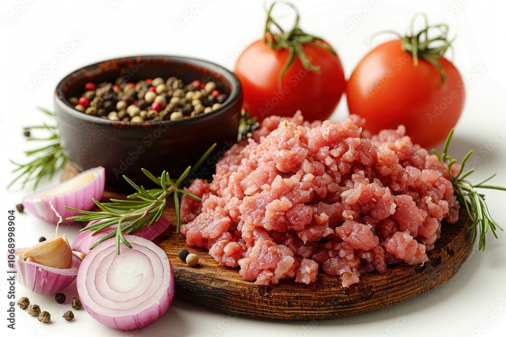 Fresh Ingredients for Cooking with Ground Meat and Vegetables Fresh Ingredients for Cooking with Ground Meat and Vegetables