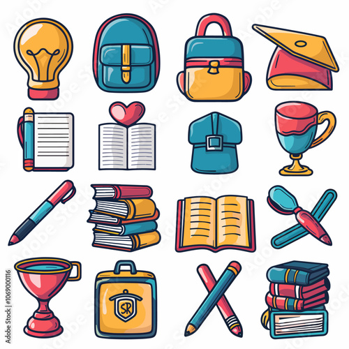 school icons set