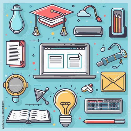 Education and E-Learning Icons Online learning