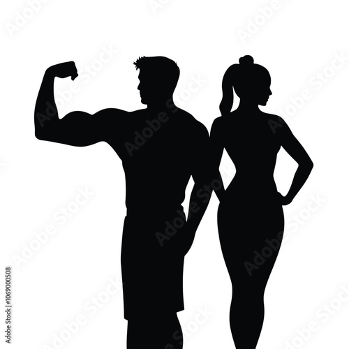a black silhouette of a man and a woman standing side by side.