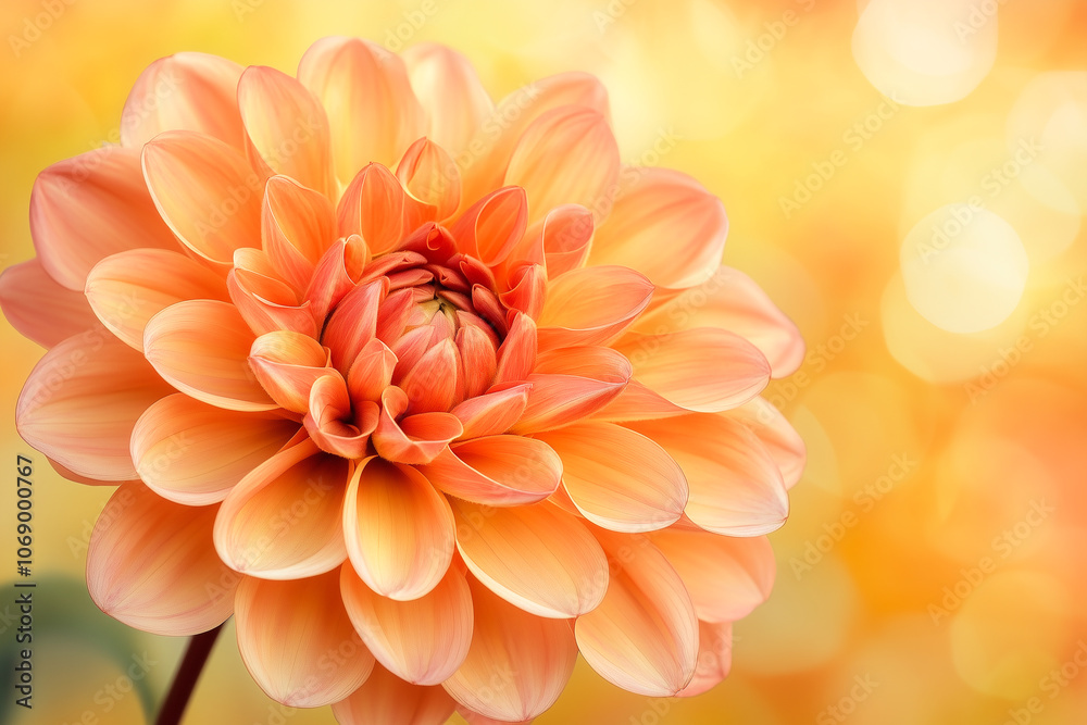 Orange dahlia blossom in warm sunlight Orange dahlia blossom in warm sunlight
