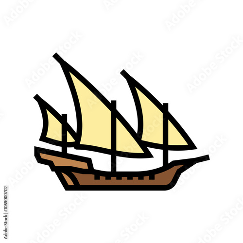 xebec ancient ship color icon vector. xebec ancient ship sign. isolated symbol illustration
