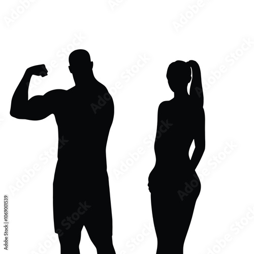 a black silhouette of a man and a woman standing side by side.