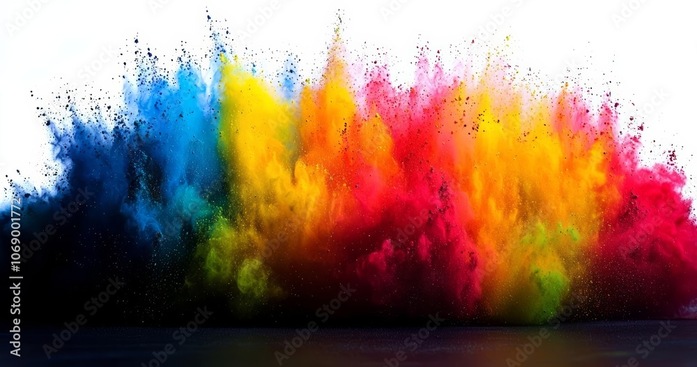 Fototapeta premium Launched colorful powder. , isolated on white background, , copy space for text,