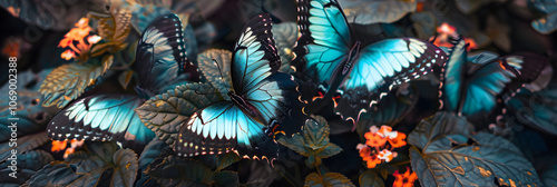 Mesmerizing Display of Lycaenidae Butterflies in a Floral Haven photo