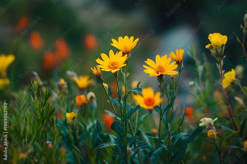 Obraz premium Vibrant Yellow Flowers in Bloom