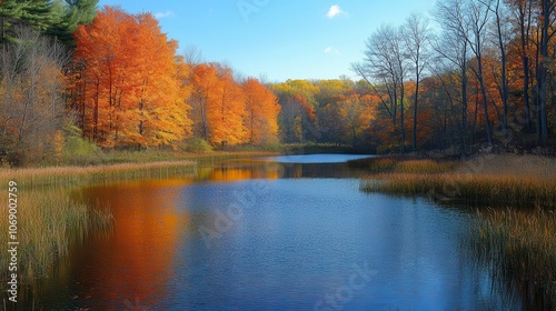 Serene Autumn Reflection in Nature's Palette