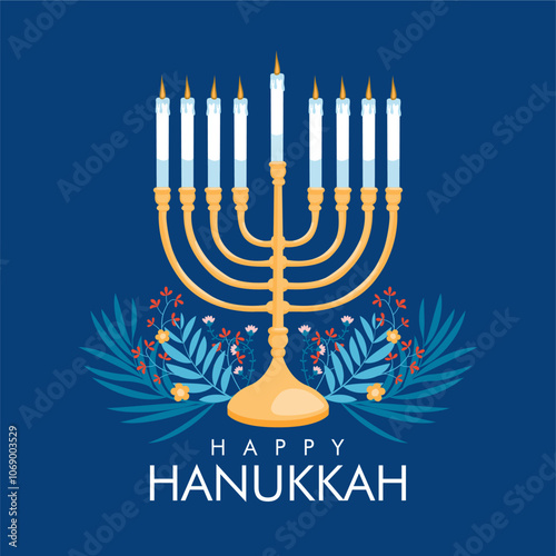 vector jewish hanukkah poster template