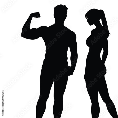 a black silhouette of a man and a woman standing side by side.