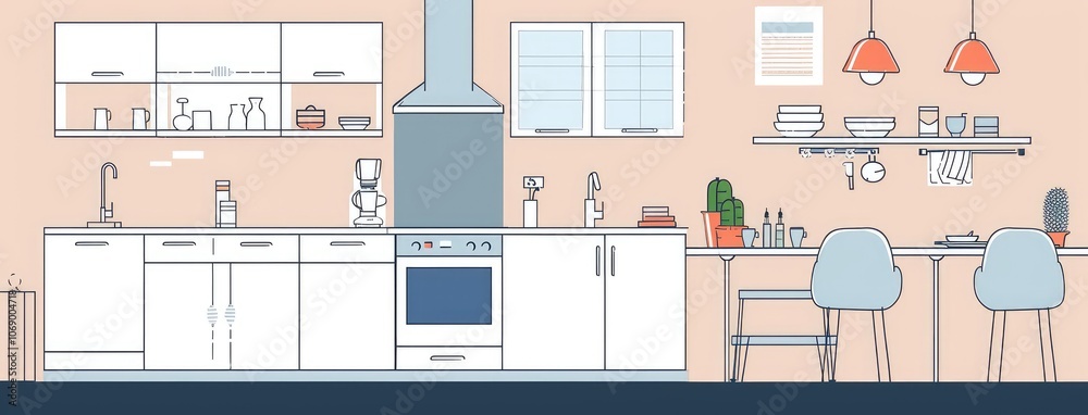 Stylish Modern Kitchen Interior Design Illustration Stylish Modern Kitchen Interior Design Illustration