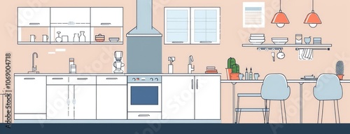 Stylish Modern Kitchen Interior Design Illustration