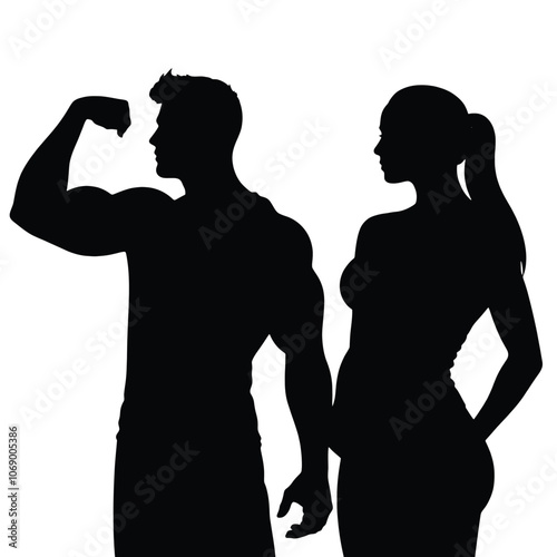 a black silhouette of a man and a woman standing side by side.
