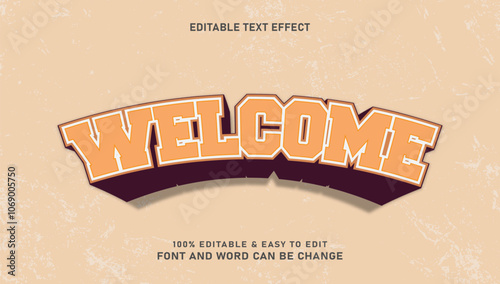 Welcome text effect with editable 3D style
