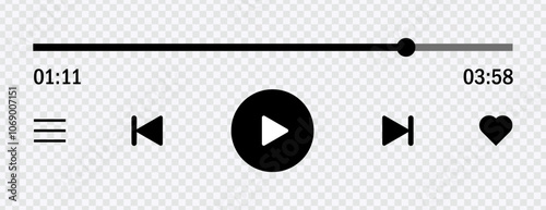 "Modern music player UI vector with controls for app design."