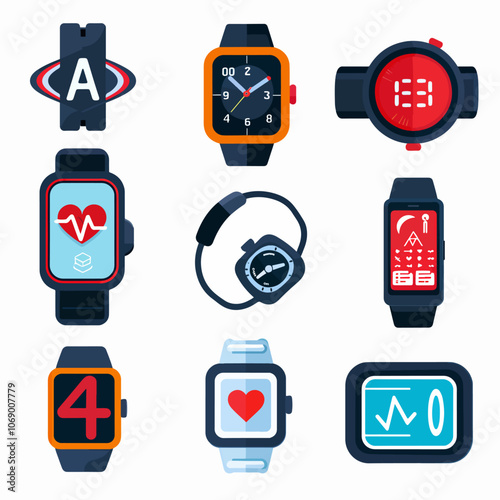 Fitness Tracking and Wearables Icons Wearable devices