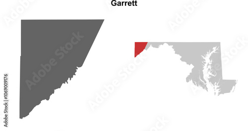 Garrett County (Maryland) blank outline map set photo