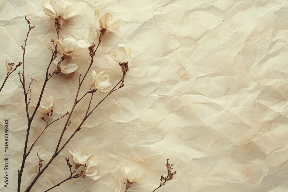 Dried Floral Art: A Vintage Aesthetic on Textured Paper